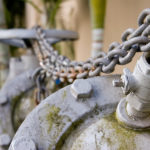 A chained up back flow preventer for a building water supply